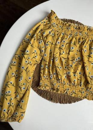 Блуза с открытыми плечами, топ H&M 3