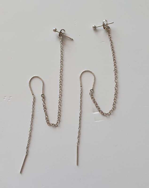 Серьги на два прокола серебро 925