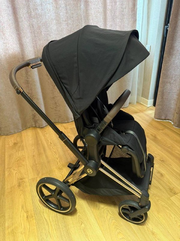 Cybex Praim 4 2 в 1 Sepia Black коляска шасси Rose gold 3