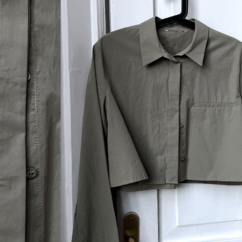 Укороченная рубашка цвета хакки размер M