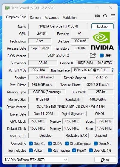 Видеокарта ASUS DUAL RTX 3070 OC 8GB 2