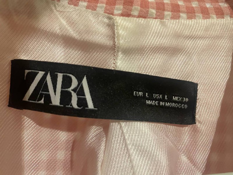 Клетчатый бело-розовый пиджак Zara, размер L 2