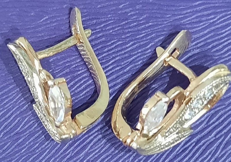 Золотые серьги с фианитами 585 проба 5