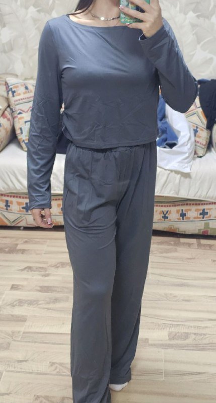 домашний удобный костюм с брюками и карманами 4