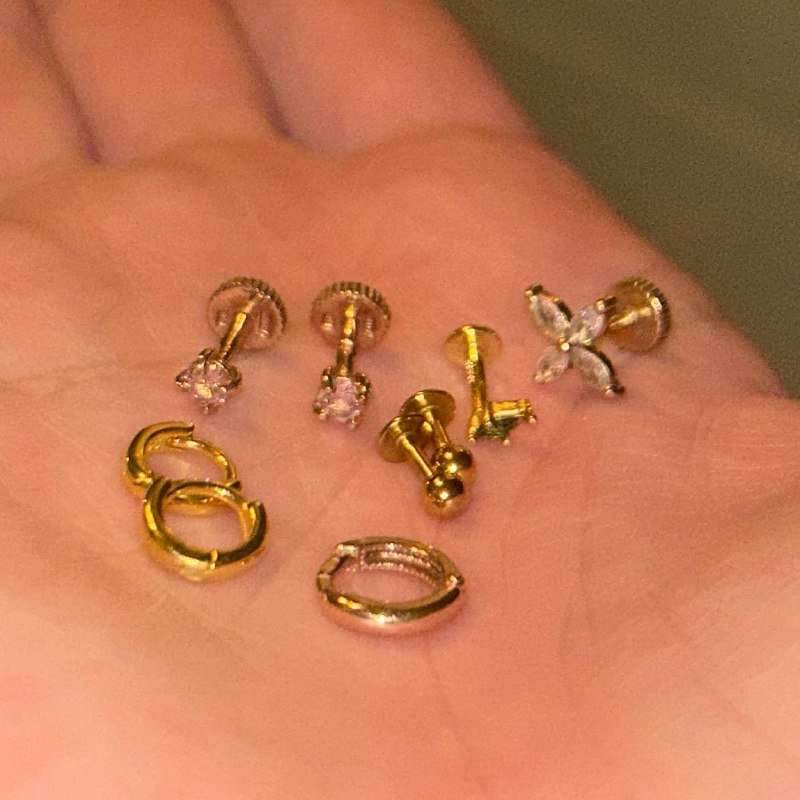 Серьги серебро 925, пирсинг хирургическая сталь