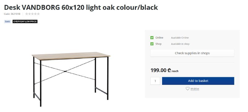 Стол Jysk Vandborg 60х120 3