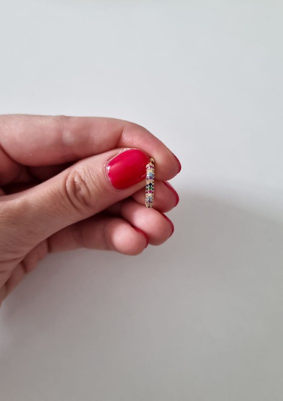 радужная серьга из серебра 925 позолоченная