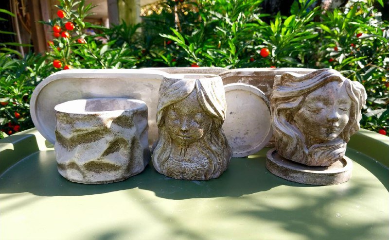 Фигурки из цемента, декор, горшки, формы для свечей 2