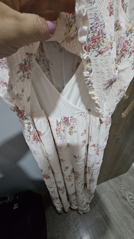 Холщовое платье с оборкой, размер 48 3