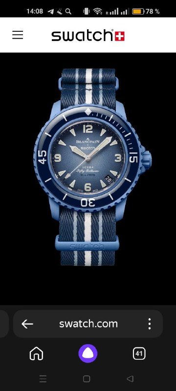 Часы Blancpain X Swatch Fifty Fathoms синие