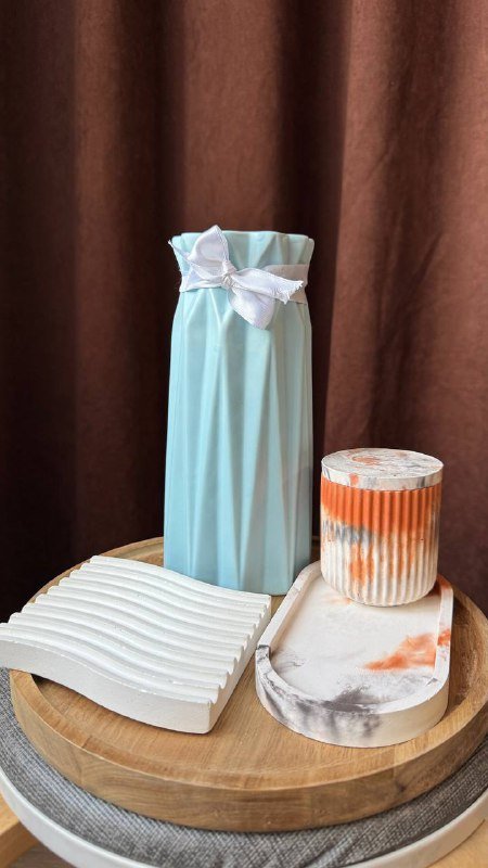 Вазы, подставки, подносики, подсвечники из бетона 8