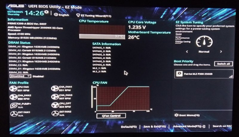 ПК Asus PRIME x399a с AMD Ryzen Threadripper 2990WX 32-Core