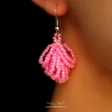 Серьги розовая бахрома 2