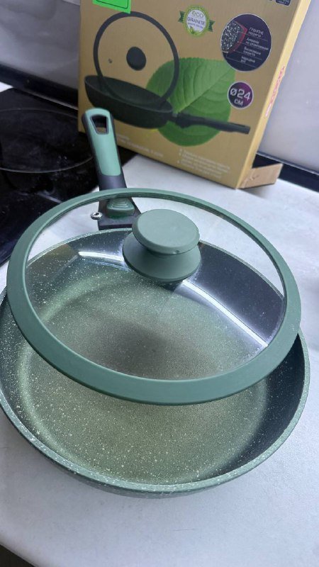 Сковорода 24 см с крышкой гранитное покрытие 2