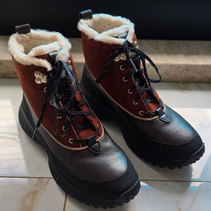 кожаные меховые ботинки Cole Haan