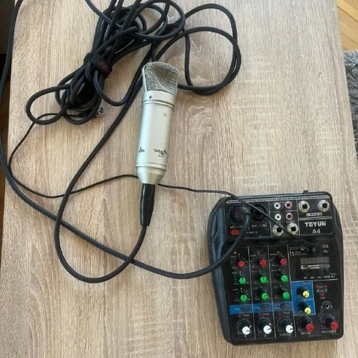 микрофон Tascam TM80, микшер TEYUN A4, XLR провод