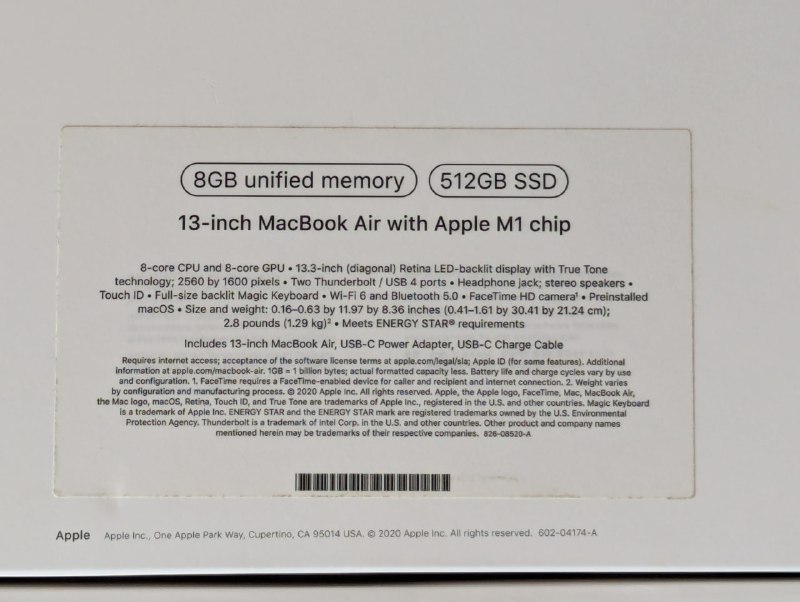 MacBook Air M1 8/512 2020, MacBook Pro i5 8/512 2019 2