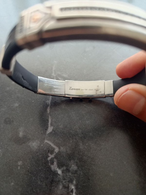 Мужской браслет Zancan из серебра и каучука с золотом 3