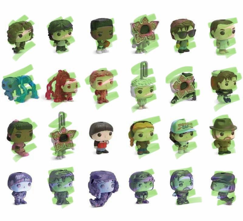 Фигурки Стив, Оди красная, Эрика, демогорган на черных лозах 2