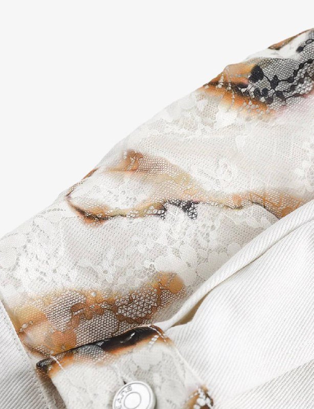 Джинсовая куртка со вставками из кружева, размер S 2