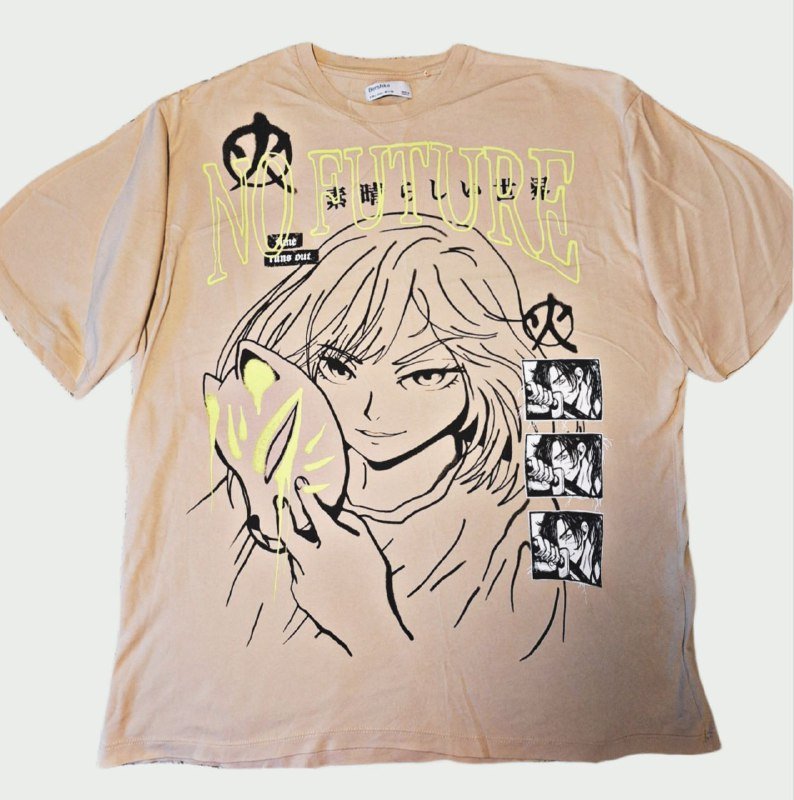 Оверсайз футболка с аниме принтом, размер L-XL