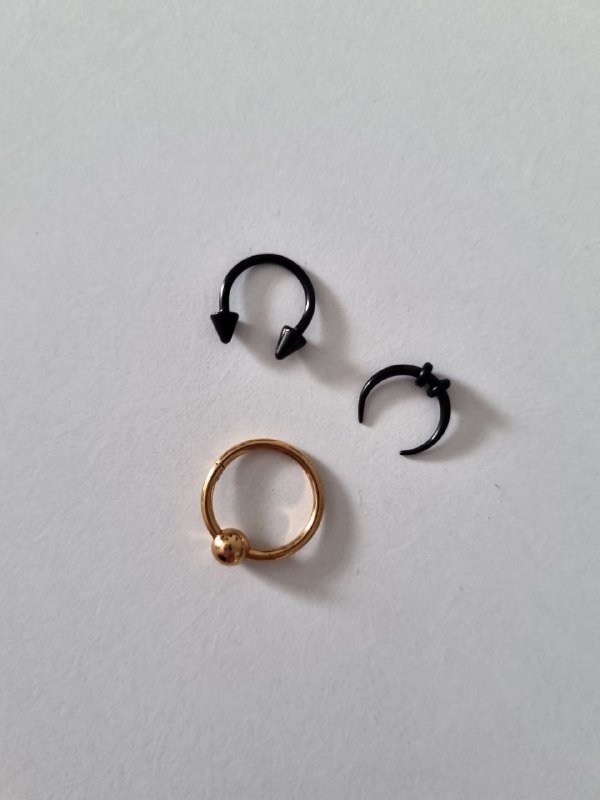 Septum rings spikes 10mm, black 8mm, gold 12mm