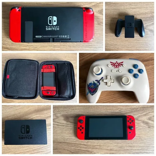 Nintendo Switch, 12 игр, сумка, кабели, джойстики