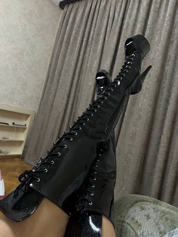 Стрипы ботфорты женские черные 39-40 размер