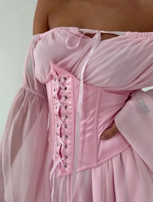Pink off-shoulder dress 3