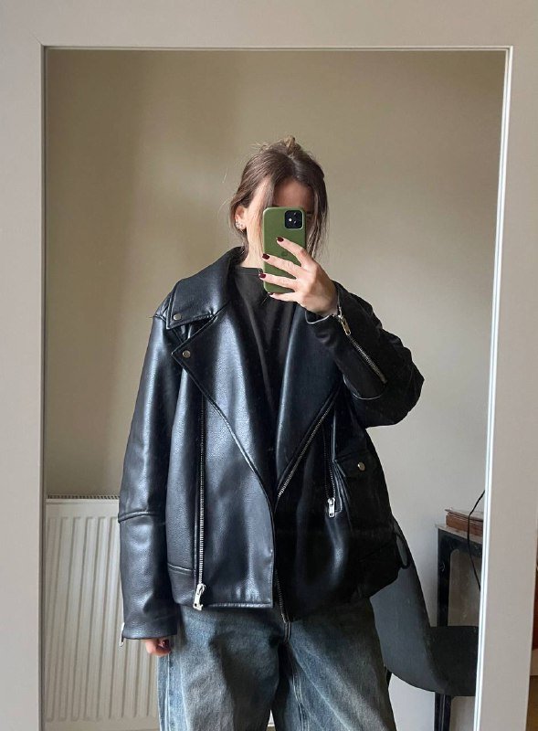 Куртка H&M из экокожи, размер М, оверсайз