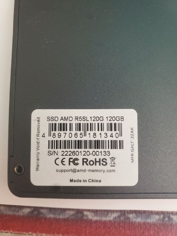 SSD AMD SATA 120GB, SSD WD NVMe 250GB, RAM SODIMM 8GB 2