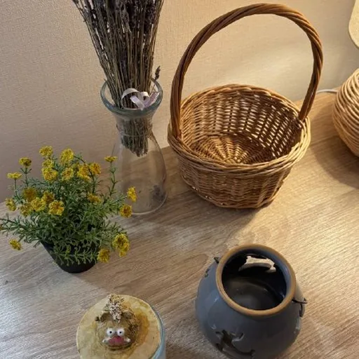 Декор для дома, подсвечник, свеча, цветок, корзинка, ваза