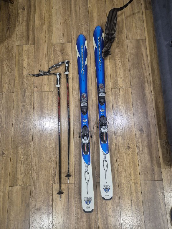 Лыжи Rossignol Bandit b2, крепления, палки, сумка для переноса