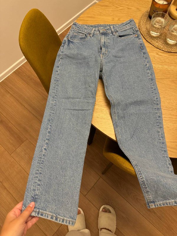 Штаны на резинке, джинсы бежевые, светло голубые, синие клеш, леггинсы для спорта 3