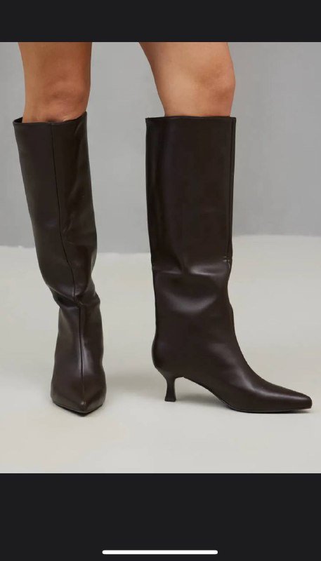 Женские коричневые кожаные высокие сапоги размер 40