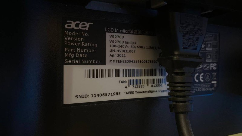 Монитор ACER VG270U 3