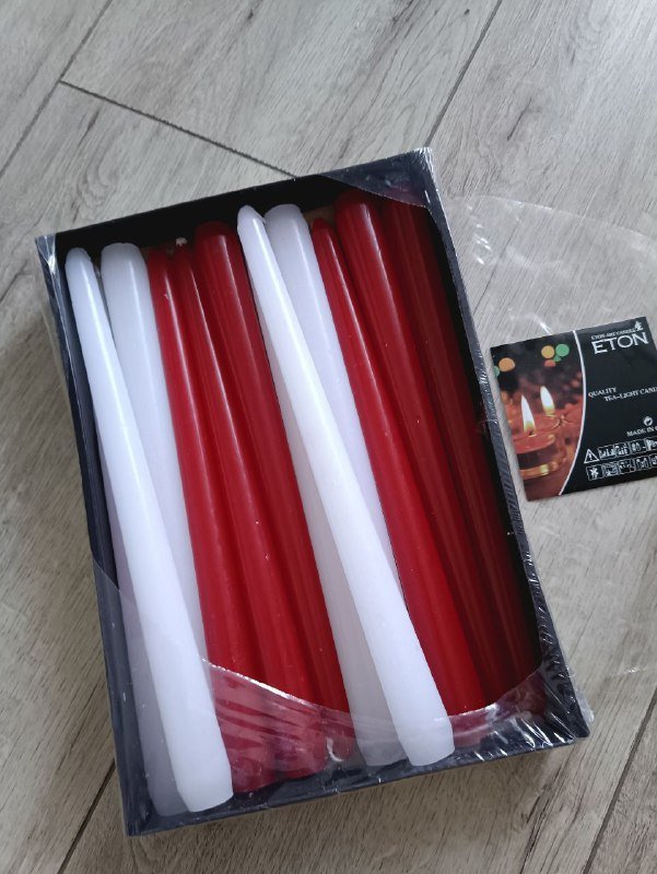Красные и белые свадебные свечи, 12 штук