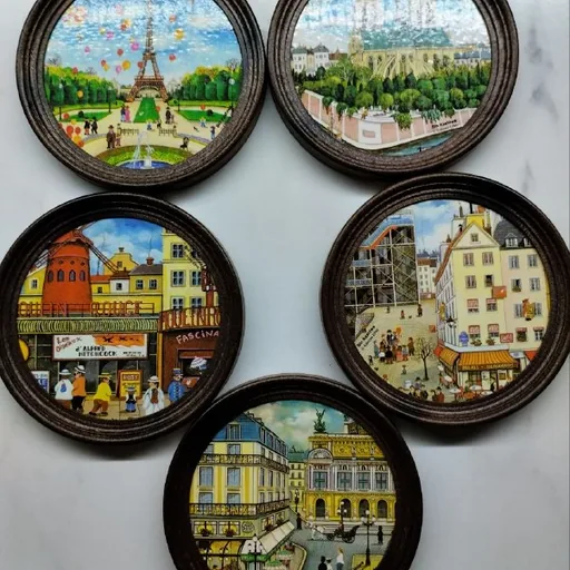 Винтажные подставки с рисунками Парижа