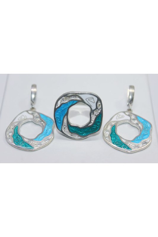 Эмаль на серебре Минанкари комплект украшений 5