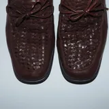 Vintage Brown Woven Leather Mules 3
