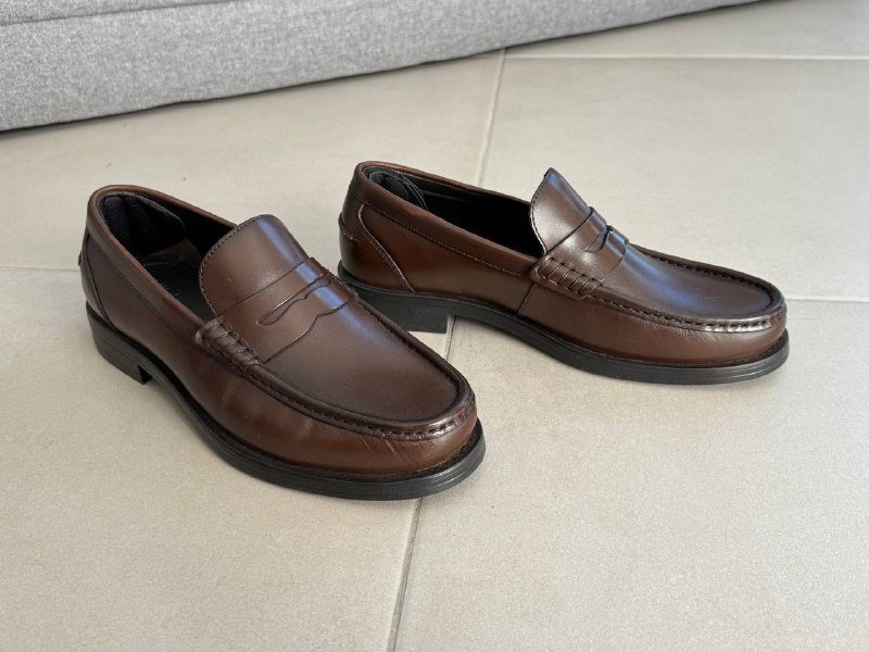 мужские кожаные лоферы коричневые размер 41