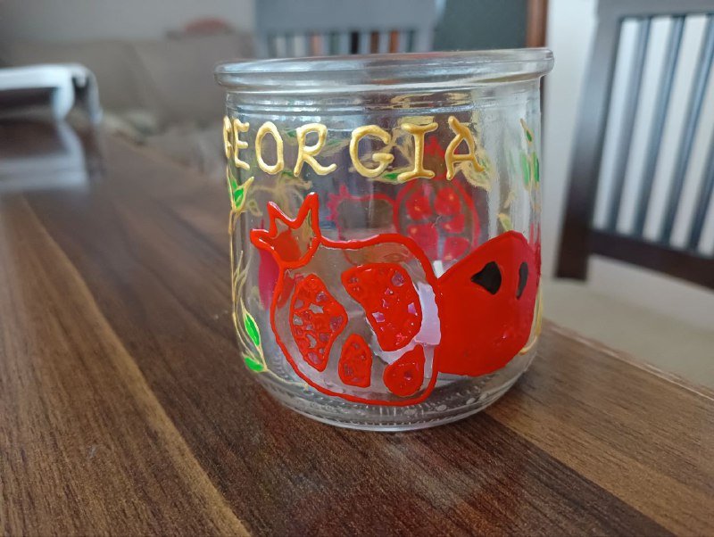 Пара стеклянных подсвечников с авторской росписью 2