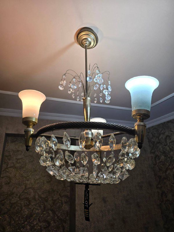 Старинная чешская люстра антикварная