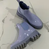 Lavender and green rubber boots 2