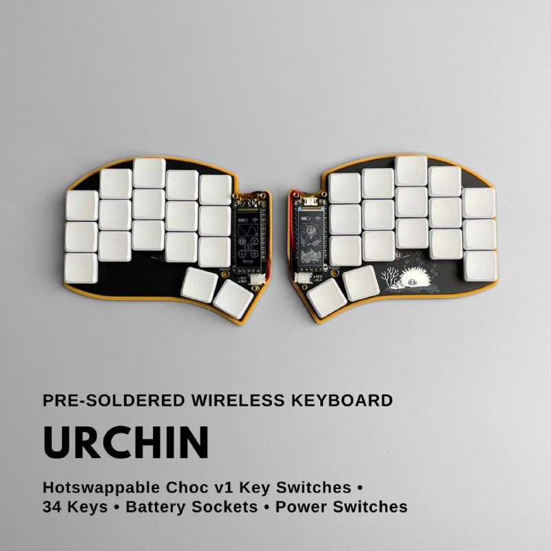 Сplit ergonomic keyboard Urchin, bracket and MagSafe mount