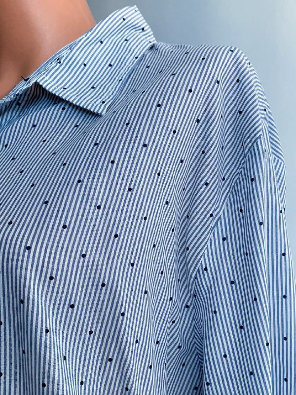 Длинная рубашка-туника бело-голубая полоска XXL 4