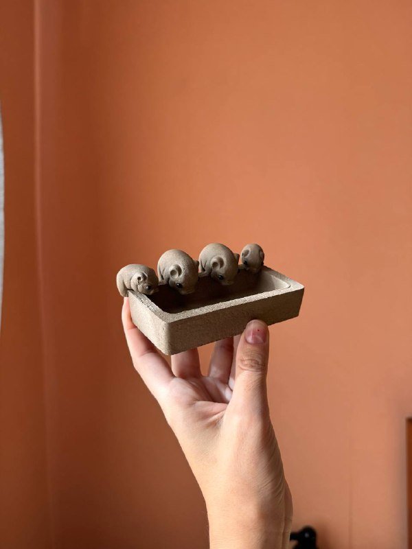 Чайный набор из глины с пуэром и чайные питомцы из глины 4