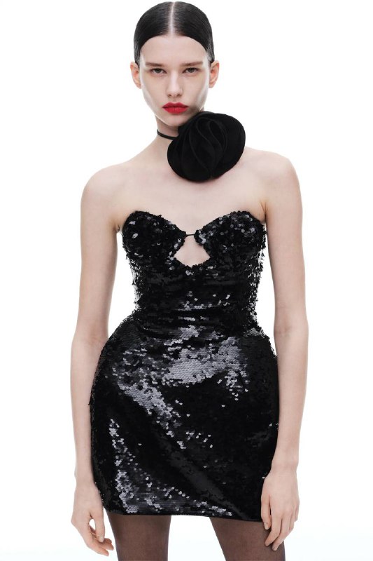 Черное платье, платье с розой 2