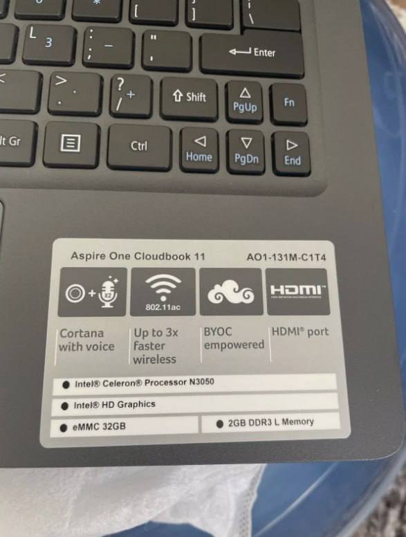 Ноутбук Acer Aspire One Cloudbook 11 3