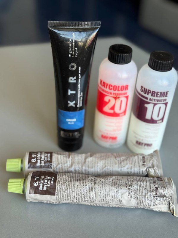 Краска для волос Echos color, окислитель Kaycolor KayPRO, краска Estel Professional XTRO